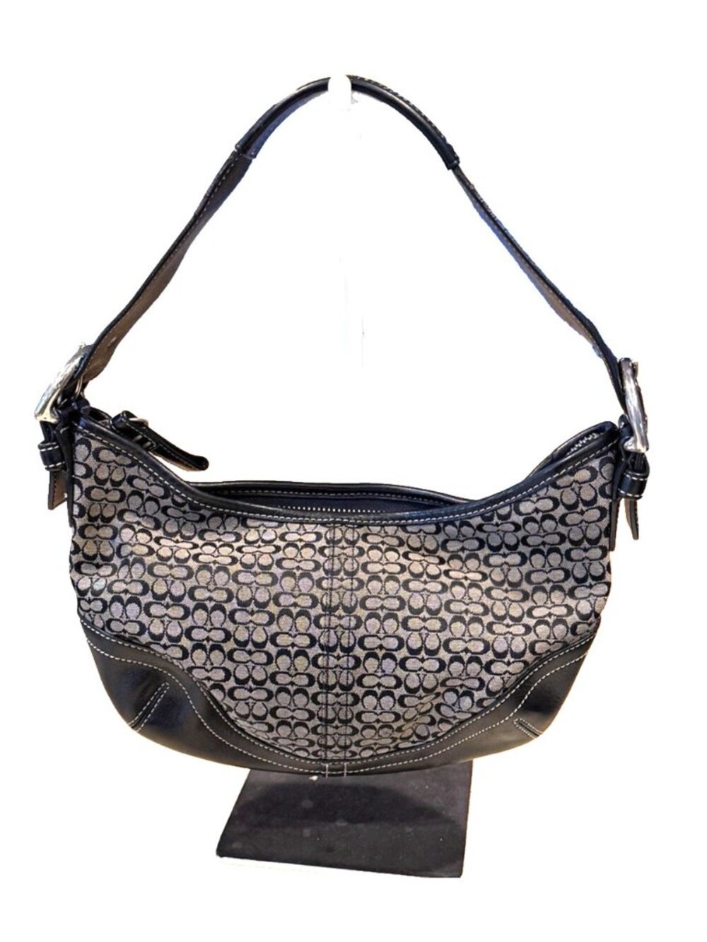 Coach Soho Mini Hobo Shoulder Bag Signature Jacquard Leather 6351 Brown Wallet - Picture 2 of 11